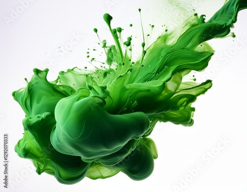 abstract green ink splash isolated on white background