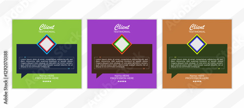 Client testimonial vector design template. client testimonial social media post web banner template, Creative customer feedback vector template.