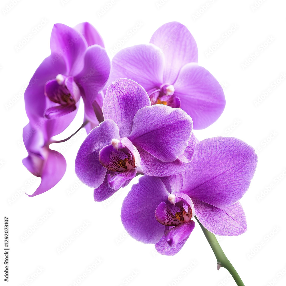 Vibrant purple orchids showcasing intricate details in a closeup view with stunning bloom clarity, Closeup a blooming bouquet purple orchids isolated on a Transparent background Vibrant purple orchids showcasing intricate details in a closeup view with stunning bloom clarity, Closeup a blooming bouquet purple orchids isolated on a Transparent background