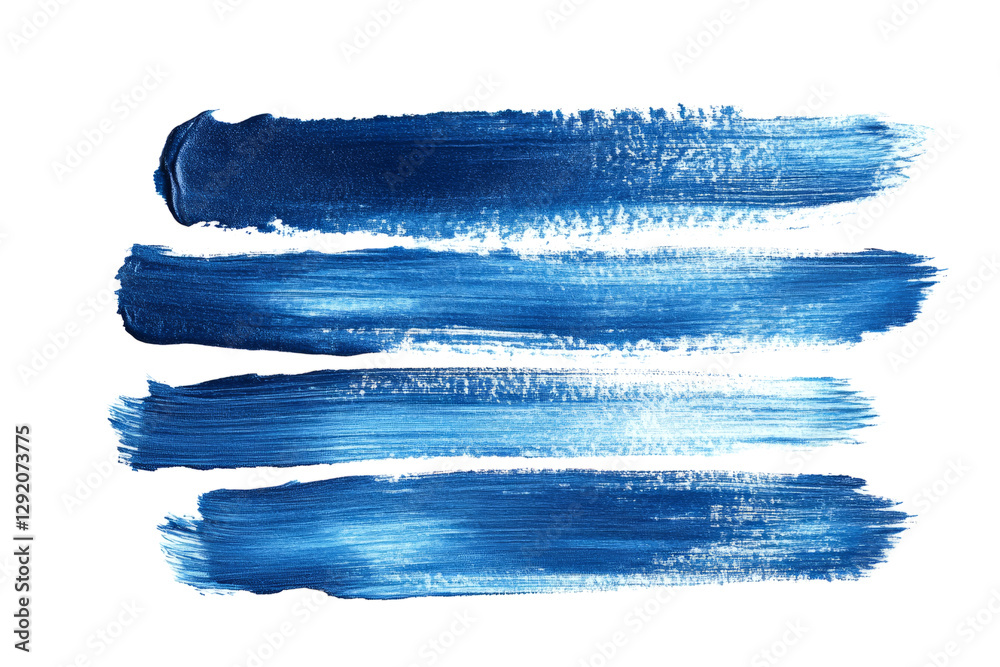 Four horizontal brushstrokes of blue paint create a vibrant design element, perfect for adding a touch of color to any project Four horizontal brushstrokes of blue paint create a vibrant design element, perfect for adding a touch of color to any project