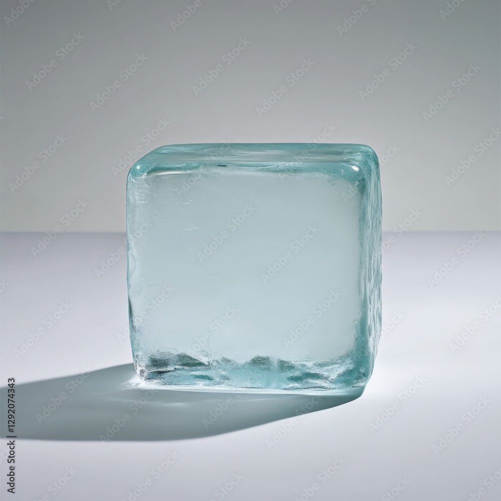 Single ice cube on a surface. Single ice cube on a surface.