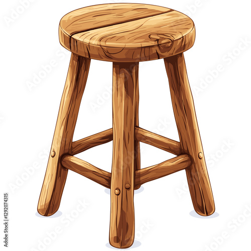 Vector Illustration of a Wooden Stool Isolated on a white background