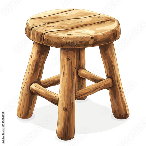 Vector Illustration of a Wooden Stool Isolated on a white background