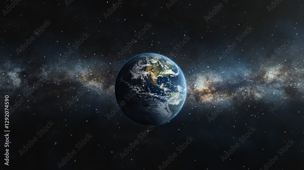 Fototapeta premium Flat design illustration of the Earth in space
