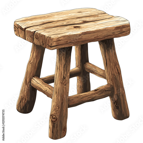 Vector Illustration of a Wooden Stool Isolated on a white background