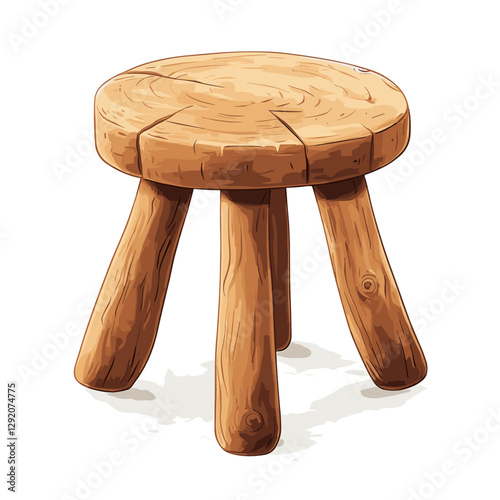 Vector Illustration of a Wooden Stool Isolated on a white background