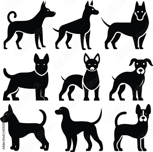 dog silhouettes vector