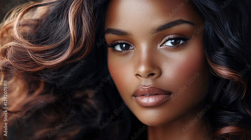 Fototapeta premium Beautiful black woman posing with long healthy hair