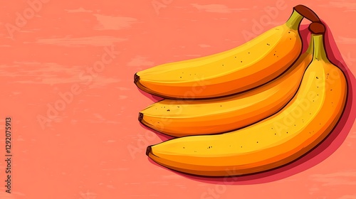 Three bananas on a textured pink surface photo