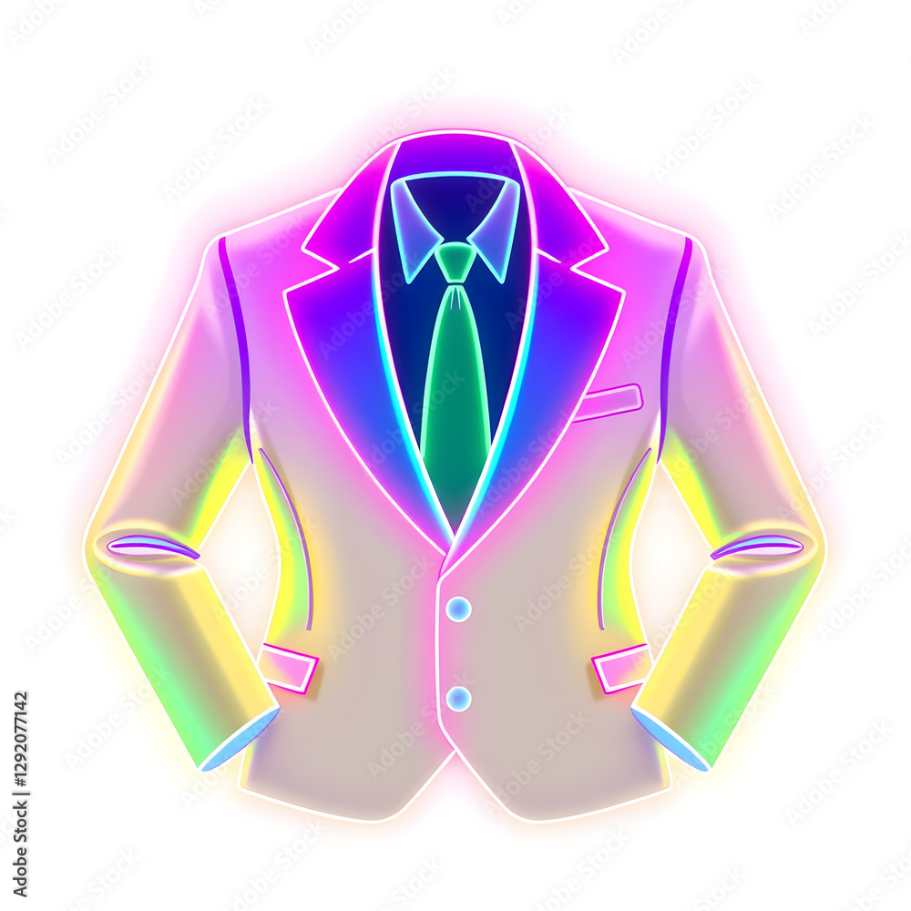 Suit jacket holographic 3D icon. neon symbol vector illustration isolated on white background. Generative AI Suit jacket holographic 3D icon. neon symbol vector illustration isolated on white background. Generative AI