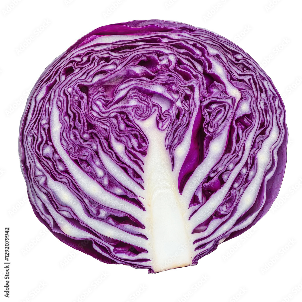 Red cabbage slice isolated on Transparent background highlighting its vibrant color and unique texture, Red cabbage one slice isolated on PNG background Red cabbage slice isolated on Transparent background highlighting its vibrant color and unique texture, Red cabbage one slice isolated on PNG background