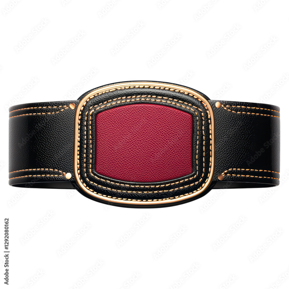 hip belt with red center and black leather strap , isolated on a transparency background hip belt with red center and black leather strap , isolated on a transparency background
