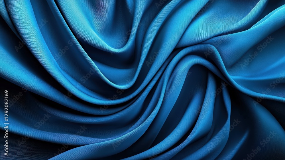 Obraz premium Blue silk fabric draped elegantly with soft texture and subtle sheen in a well-lit setting