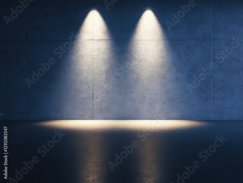 Wallpaper Mural two spotlights illuminate a blank concrete wall Torontodigital.ca