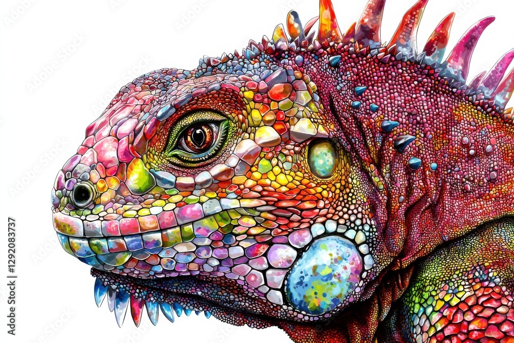 Fototapeta premium Vibrant marine iguana showcasing colorful scales in natural habitat near coastal region