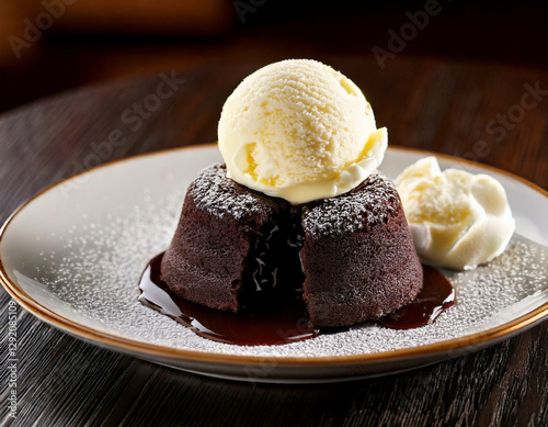 chocolate lava cake and ice cream dessert