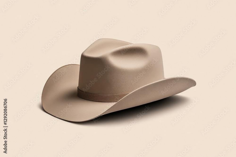 Cowboy hat resting on a solid color background with empty space creating a sense of rustic elegance and simplicity Cowboy hat resting on a solid color background with empty space creating a sense of rustic elegance and simplicity