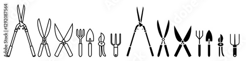 Garden shears icon vector set. Garden tool illustration sign collection. Tool symbol or logo.