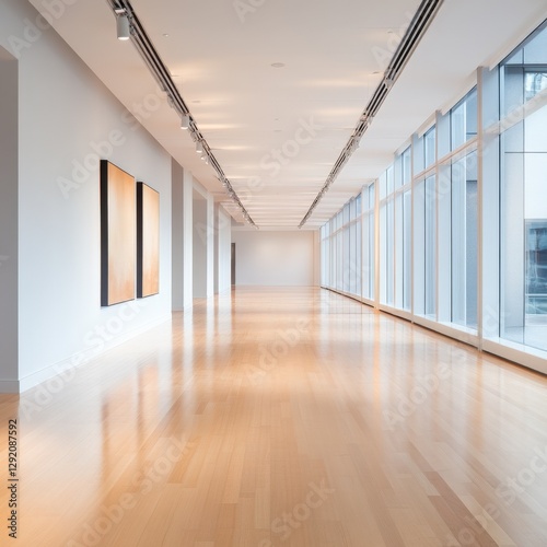 Interior hallway of modern museum
