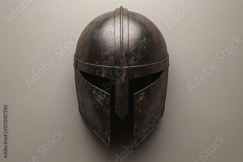 Intricate details of a custodian helmet set against a minimalist backdrop for artistic expression and viewer contemplation photo