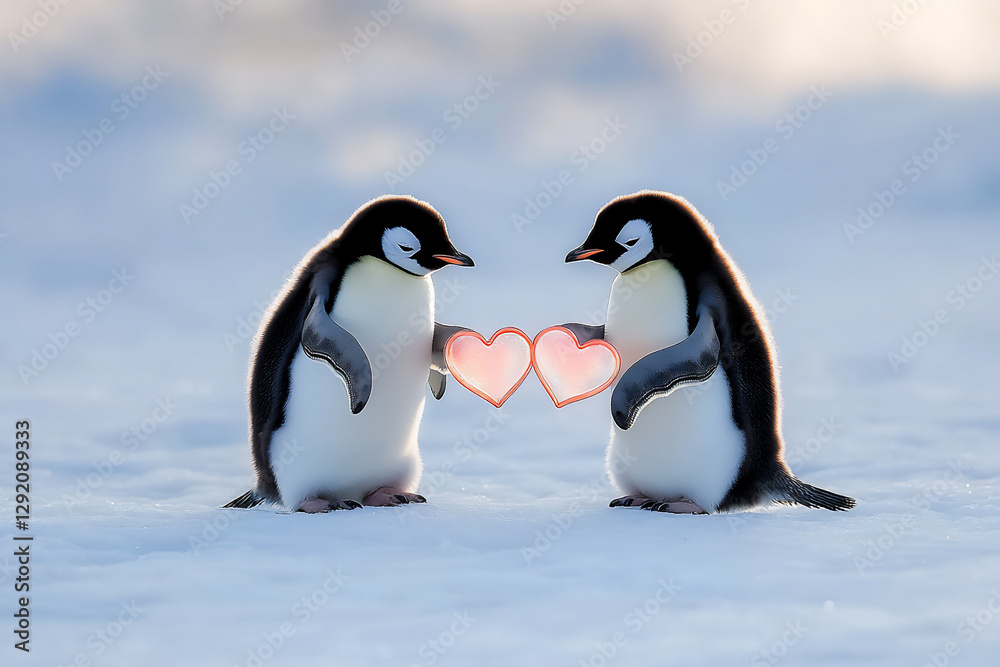 Fototapeta premium penguins exchanging fish