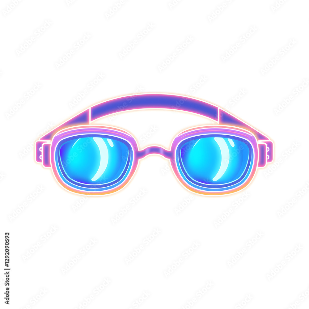 Fototapeta premium Swimming goggle holographic 3D icon. neon symbol vector illustration isolated on white background. Generative AI