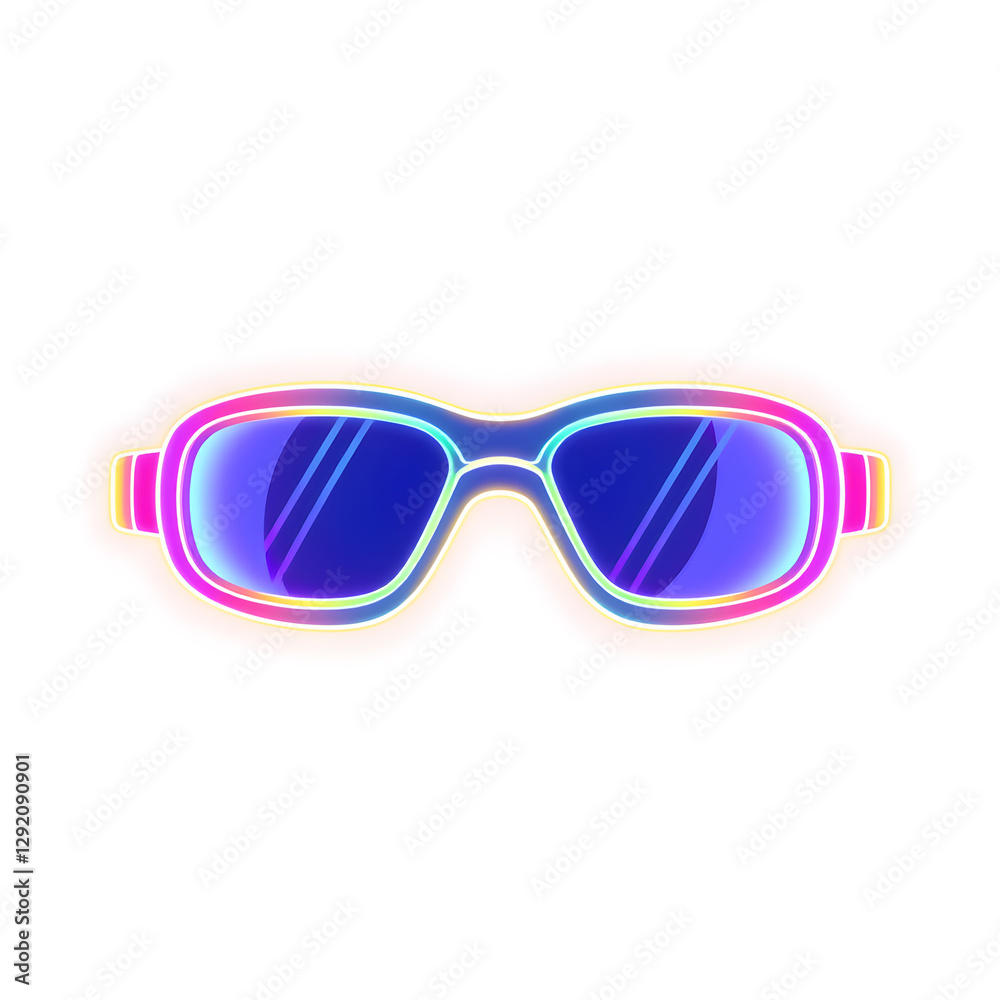 Fototapeta premium Swimming goggle holographic 3D icon. neon symbol vector illustration isolated on white background. Generative AI
