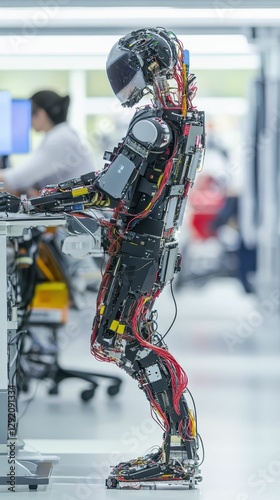 Wallpaper Mural Exposed-wiring robot operates machinery in a lab. Torontodigital.ca