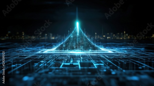 Fototapeta Naklejka Na Ścianę i Meble -  Technological advancement visualization digital realm 3d graphic futuristic environment abstract viewpoint innovation concept
