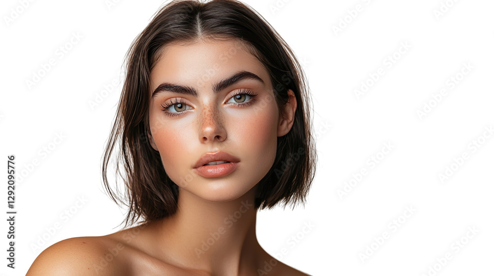Elegant Female With Bob Hairstyle Minimalist Makeup Transparent Background Elegant Female With Bob Hairstyle Minimalist Makeup Transparent Background