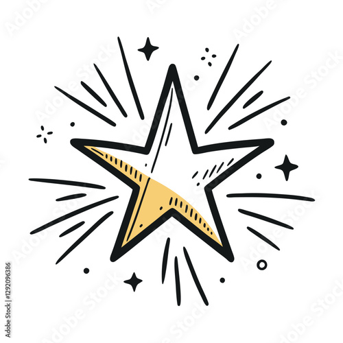  Hand-drawn sketch of a checkmark, underline, and spotlight. Arrow pointers, emphasis lines, highlight doodles, brush stroke elements. Vector illustration