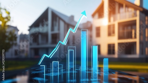 Real estate market growth analysis urban development infographic modern architecture aerial view economic trends
