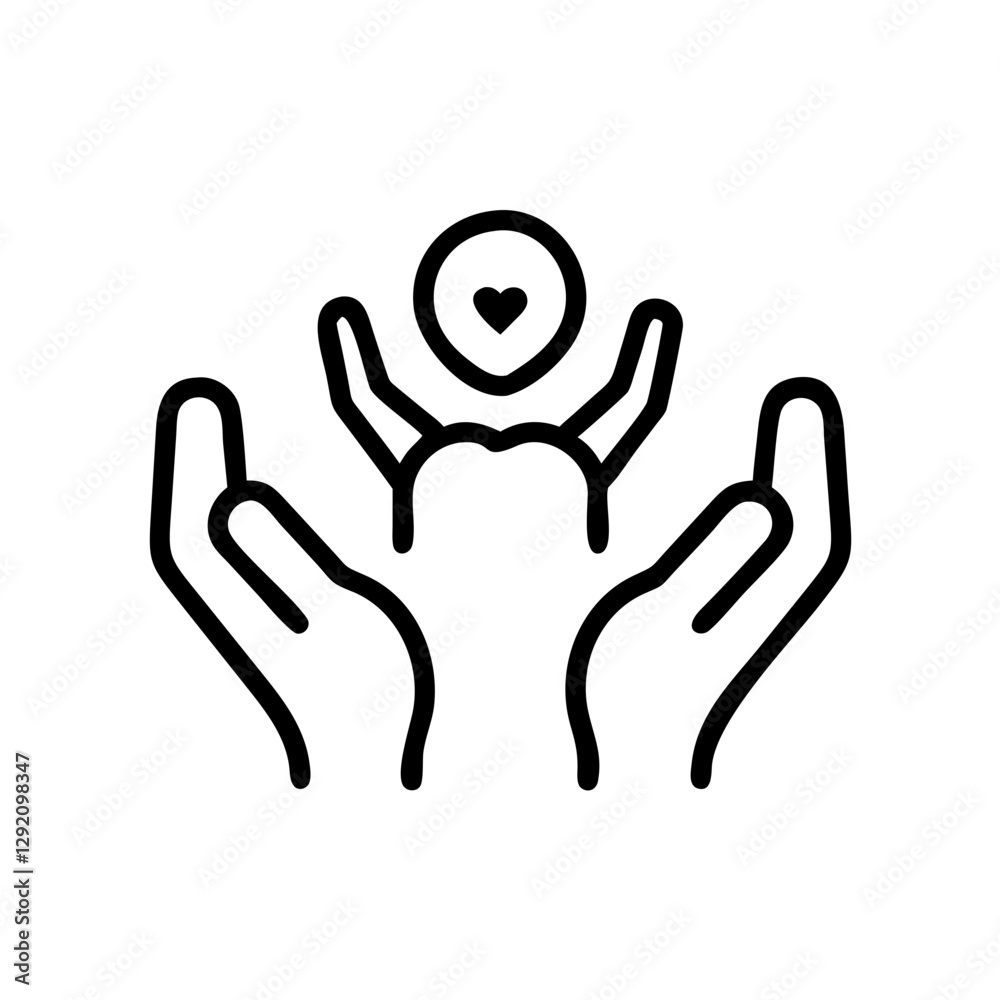Self Care Icon representing hands and heart symbol