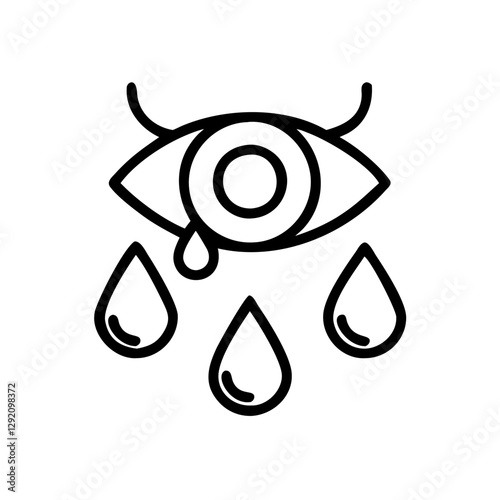 Tears Drop icon in linear style with water droplets