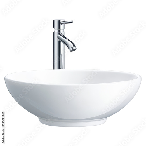 Stylish modern bathroom sink with sleek faucet design , isolated on a transparency background