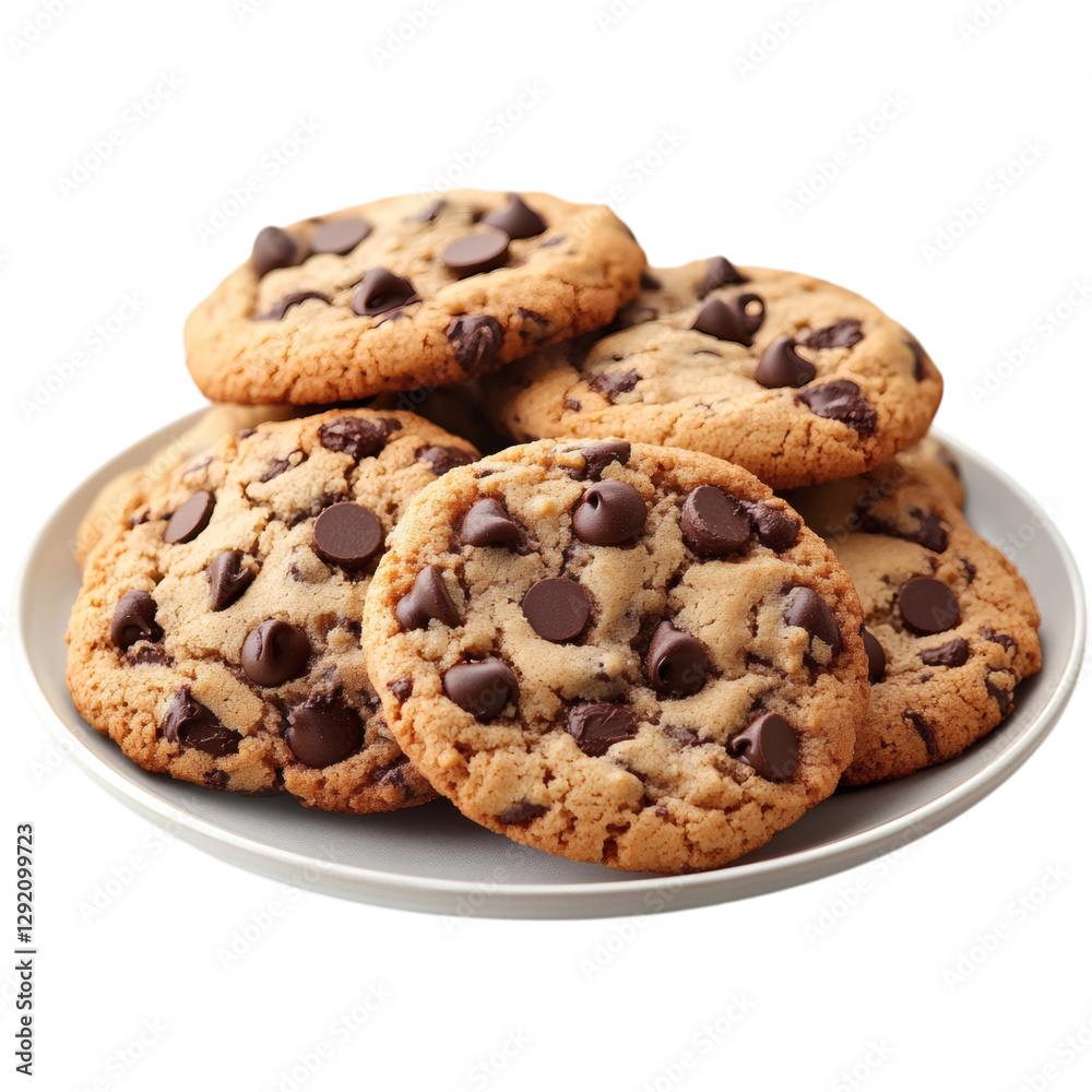 Chocolate Chip Cookies Isolated on Transparent Background Chocolate Chip Cookies Isolated on Transparent Background