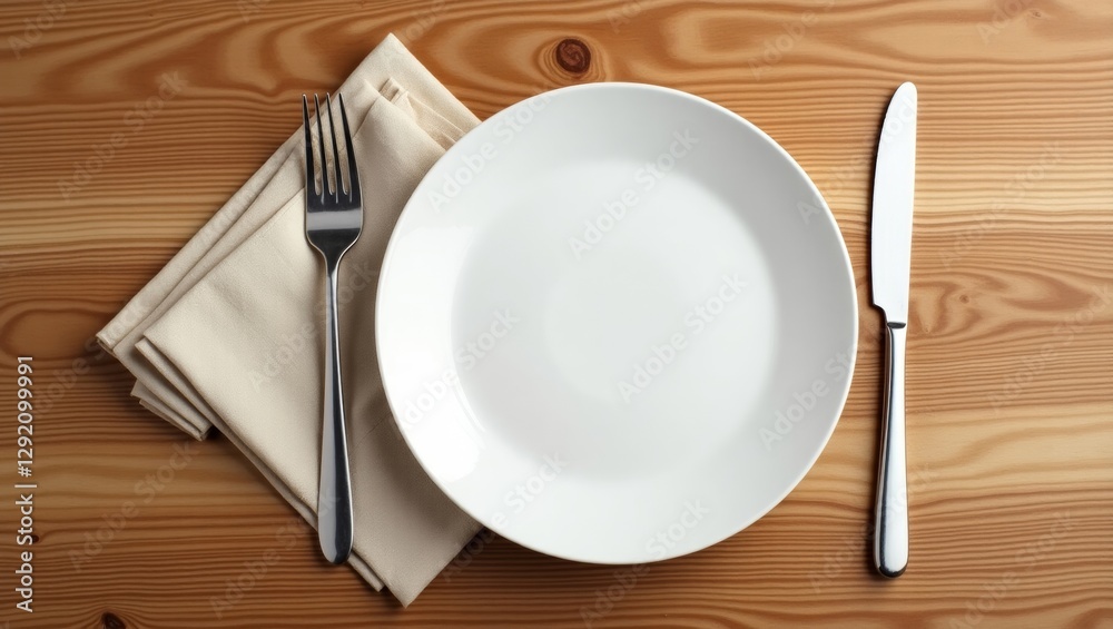 Elegant minimalist table setting on wood Elegant minimalist table setting on wood