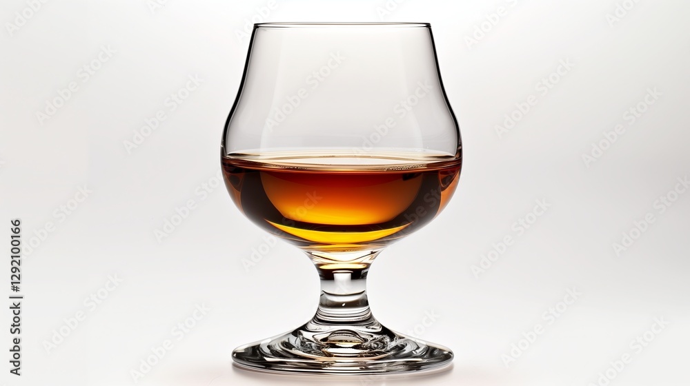 Glass of cognac on grey background