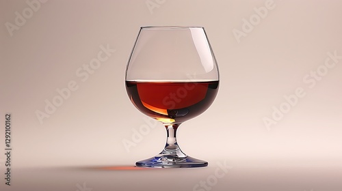Glass of cognac on grey background photo