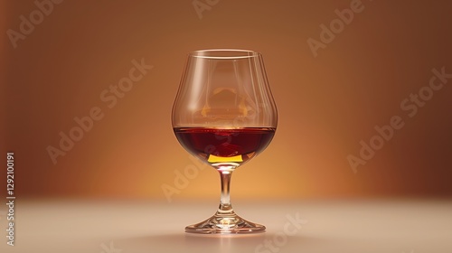 Glass of cognac on grey background
