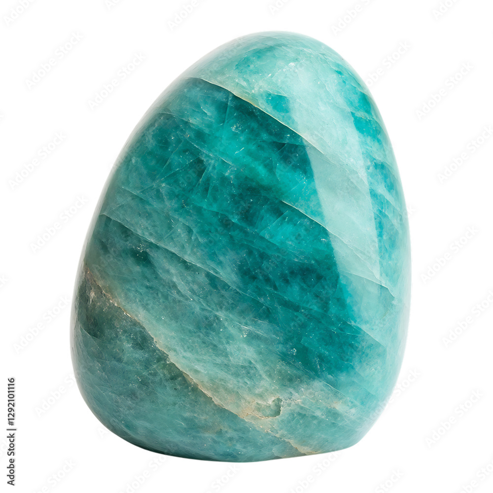A Smooth Piece of Amazonite with Teal and Green Hues Isolated on Transparent Background A Smooth Piece of Amazonite with Teal and Green Hues Isolated on Transparent Background
