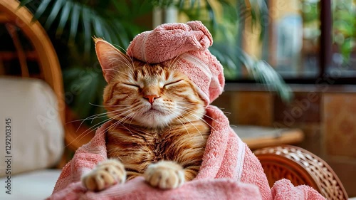 cat in a towel relaxing spa treatments