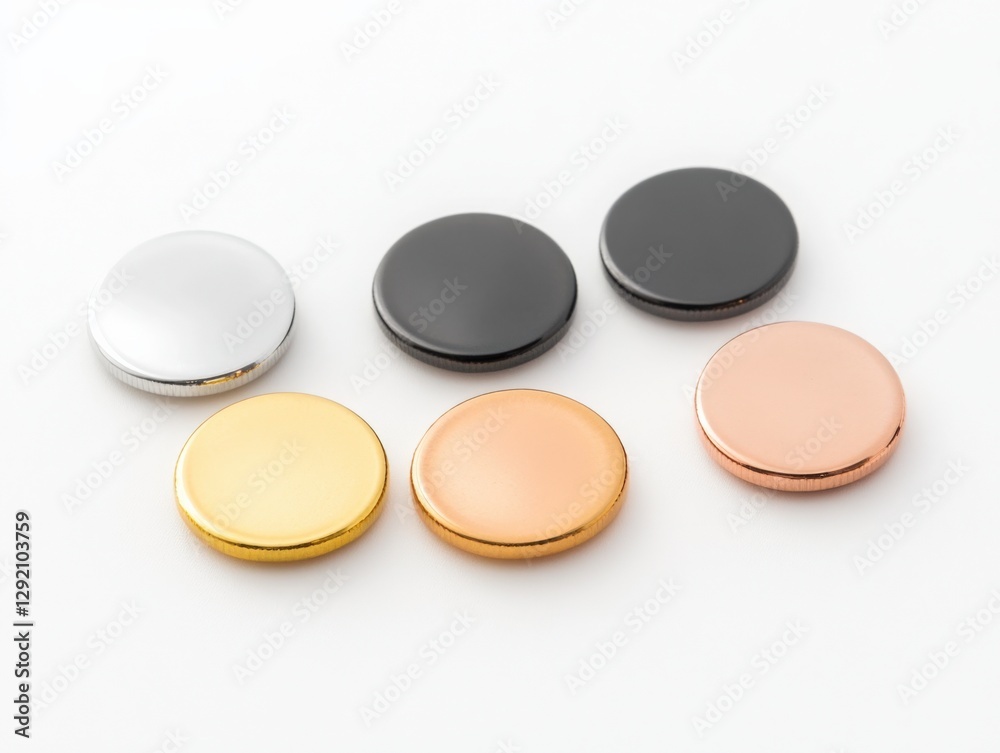 metal lids in various colors on white background. metal lids in various colors on white background.