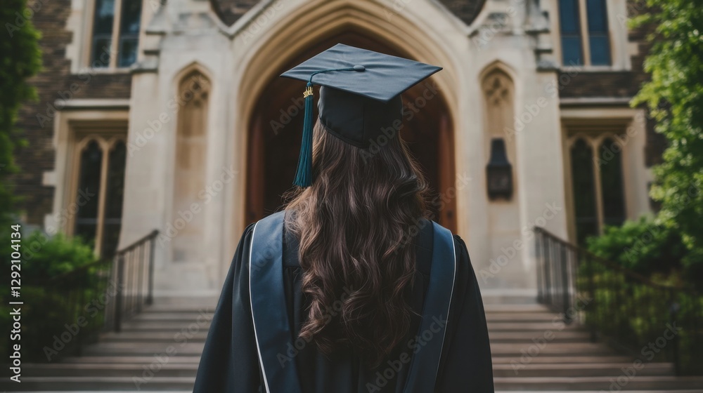 Graduation ceremony marks the end of school education for students in cap and gown Graduation ceremony marks the end of school education for students in cap and gown
