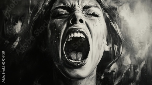 Portret of screaming woman