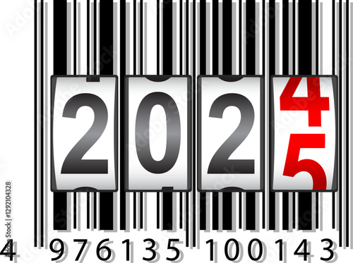 Modern digital counter with the number of the new year 2025 on a white background
