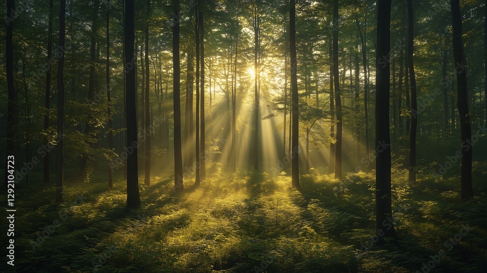 Fototapeta premium light and shadow formed by the sunlight shining through the trees