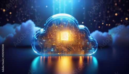 Digital Cloud Computing Abstract with Neural Network Connections