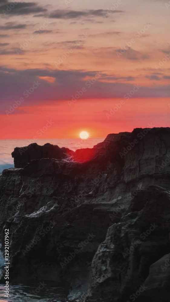 Serene Sunset Over Jagged Coastal Rocks Serene Sunset Over Jagged Coastal Rocks