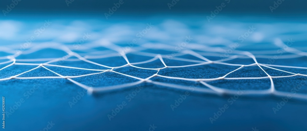 white netting over blue fabric, close-up white netting over blue fabric, close-up